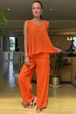 Made in Italy Benji Linen Panel Wave Vest Aperol *